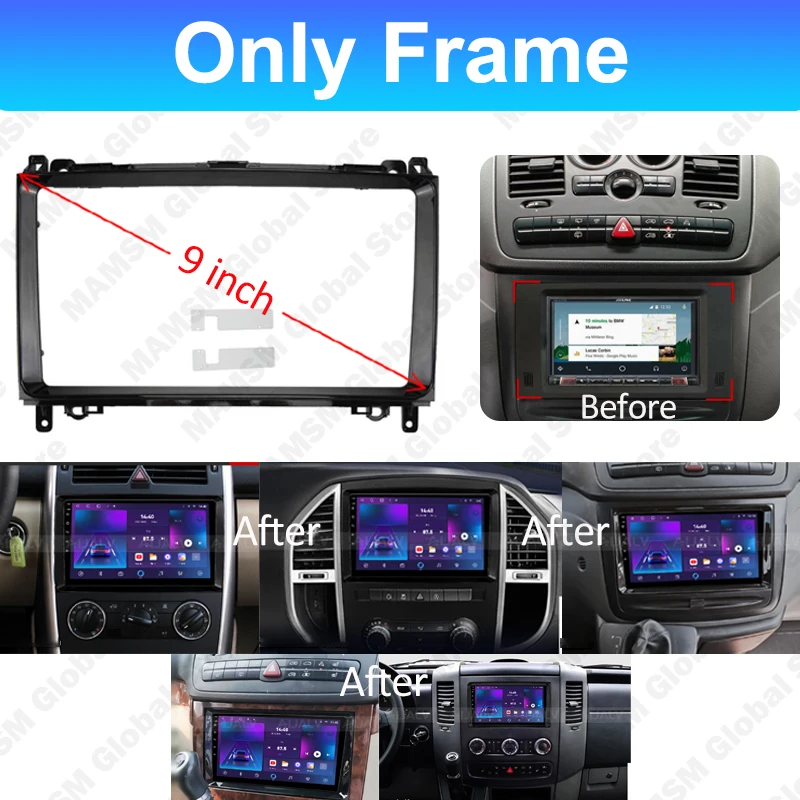 For Benz Vito W639 Viano B200 Sprinter W169 W245 W906 2003-2016 9/10 Inch CD Stereo multimedia video player cables Harness frame