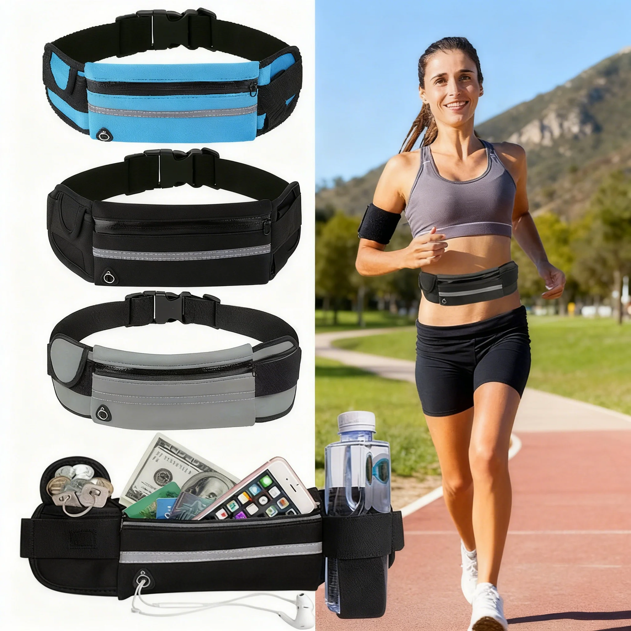 Sac de téléphone Marathon avec compartiment pour bouilloire à eau, sac de taille de sport Mobile, sac de course multifonctionnel étanche pour Sports de plein air