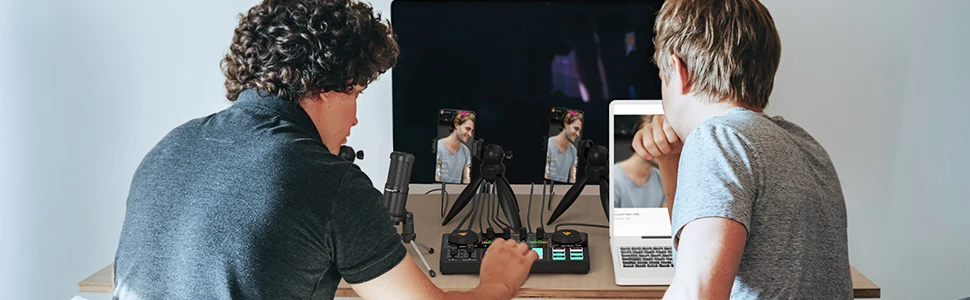 MaonoCaster AM200-S1 Audio-Interface Podcast-Studio Soundkarten-Set mit Mikrofon für Live-Streaming, Aufnahmen, YouTube, PC/Handy – Detail 2