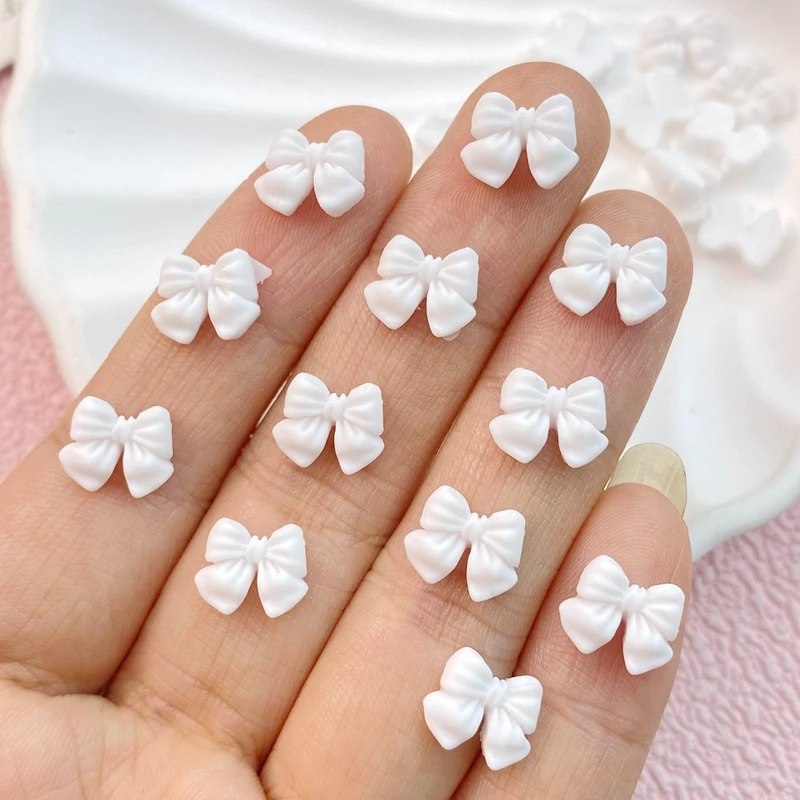 100Pcs New Mixed Nail Art Resin Mini Bow Designer Charms Rhinestones DIY Craft For Nail 3D Decorations