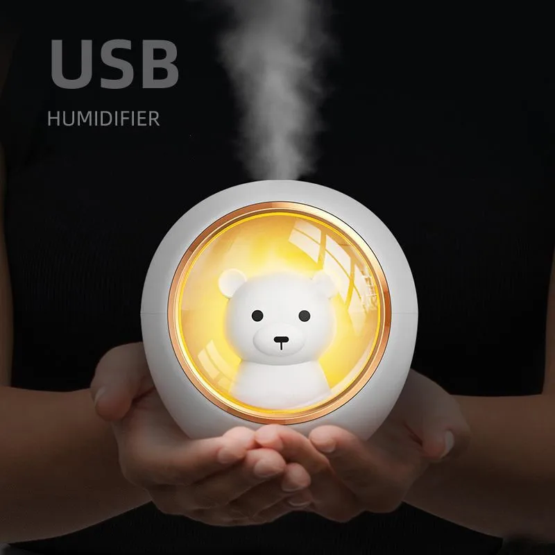 Humidificador de aire ultrasónico de 200ml, difusor de Aroma para mascotas con luz nocturna silenciosa, humidificadores de niebla fría para el hogar, la Oficina y el dormitorio