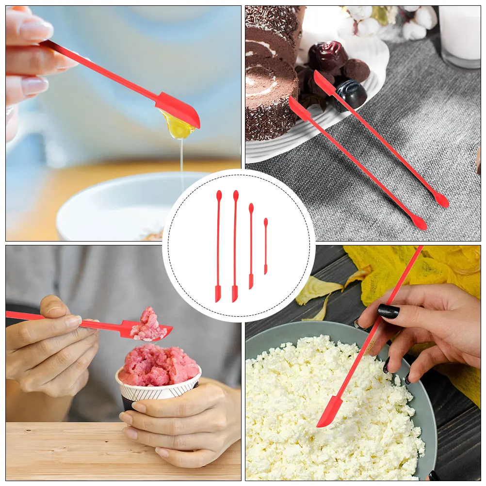 

4pcs Silicone Spatulas Food Grade Flexible Jam Scrapers Baking Tools Corrosion Resistant Dessert Cream Spreads Lightweight