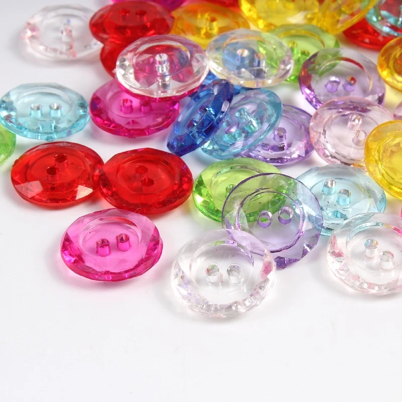 50/100pcs 13mm colori bottoni in resina plastica 2 fori bottone tondo in cristallo indumenti fatti a mano materiale cucito fai da te abbigliamento