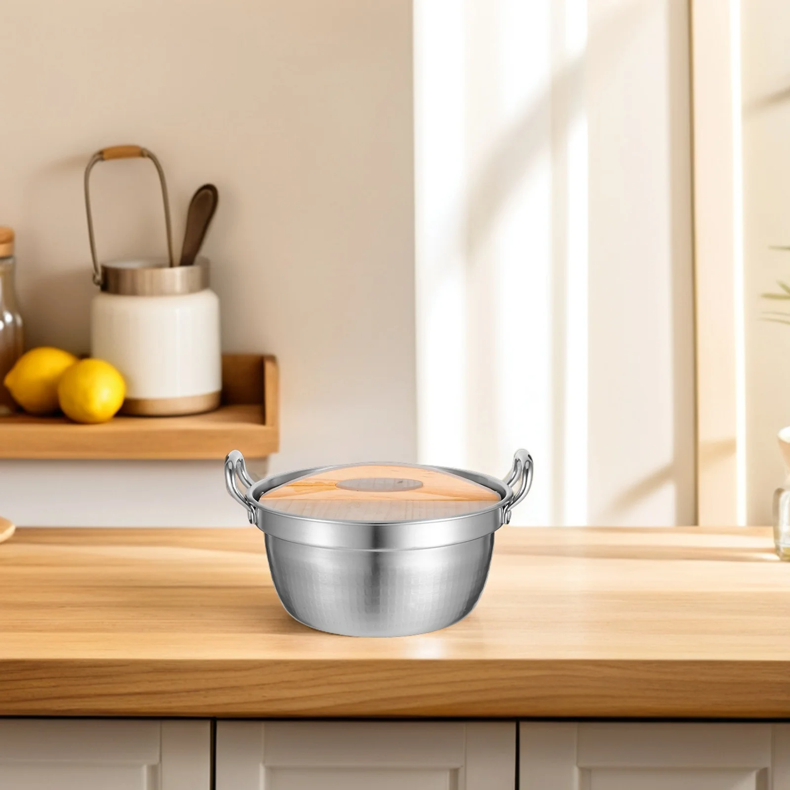 

1500ml Stainless Steel Double Handle Soup Pot Cooking Pots Lids Pasta Sauces Stews 19cm Ergonomic Design