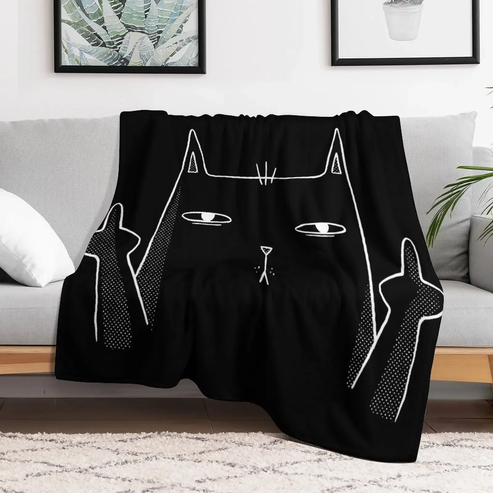 

Middle Finger Cat Throw Blanket funny gift Kid'S halloween Blankets