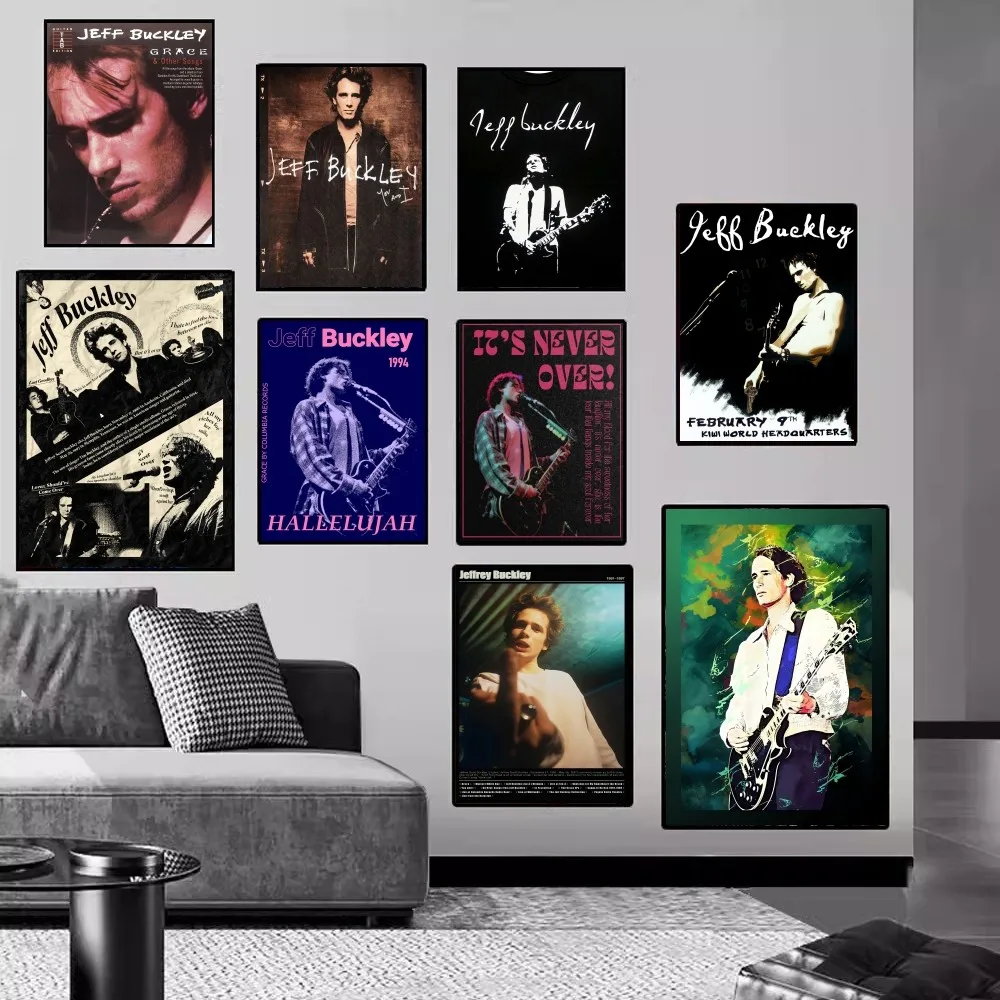 J-Jeff B-Buckley Singer Anime Posters Sticky Decoracion Painting Wall Art White Kraft Paper Wall Decor