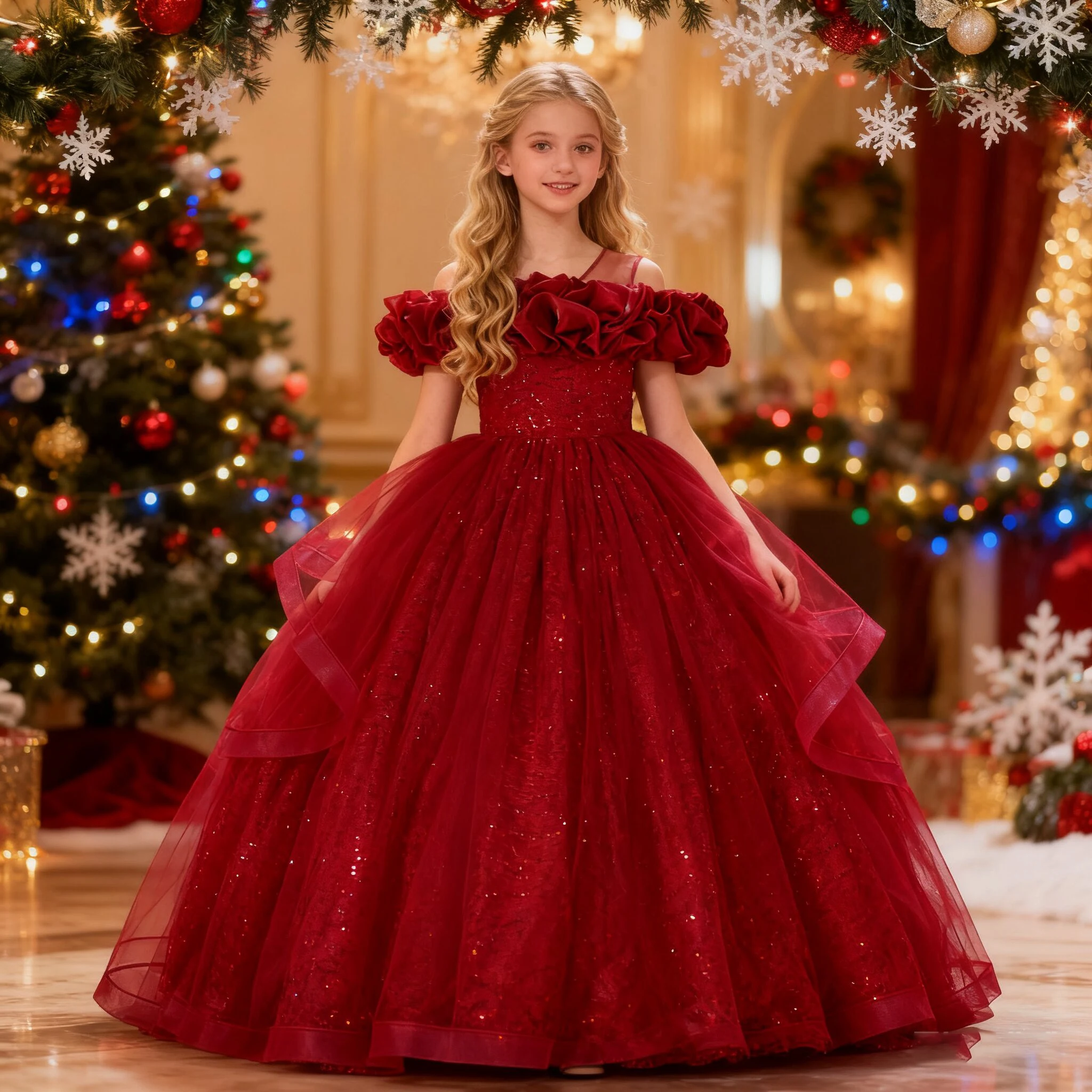 أزياء زهرة حزب وصيفة الشرف فتاة فساتين عيد الميلاد زي أنيق الزفاف فستان الأميرة فتاة أول بالتواصل ثوب عيد ميلاد