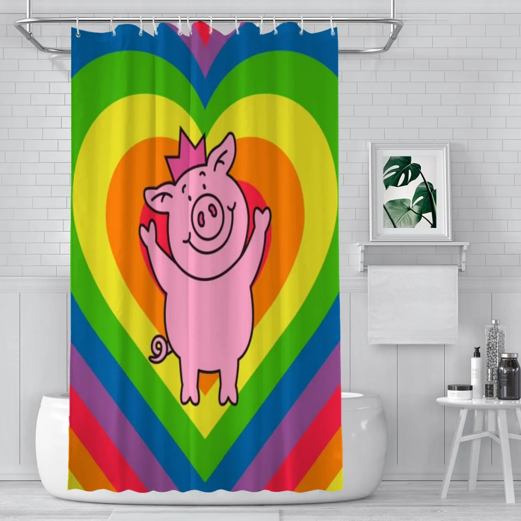 

Modern 3D Printing Martha Pig Shower Curtain Landscape Bath Curtain With Hooks for Bathroom waterproof scenery