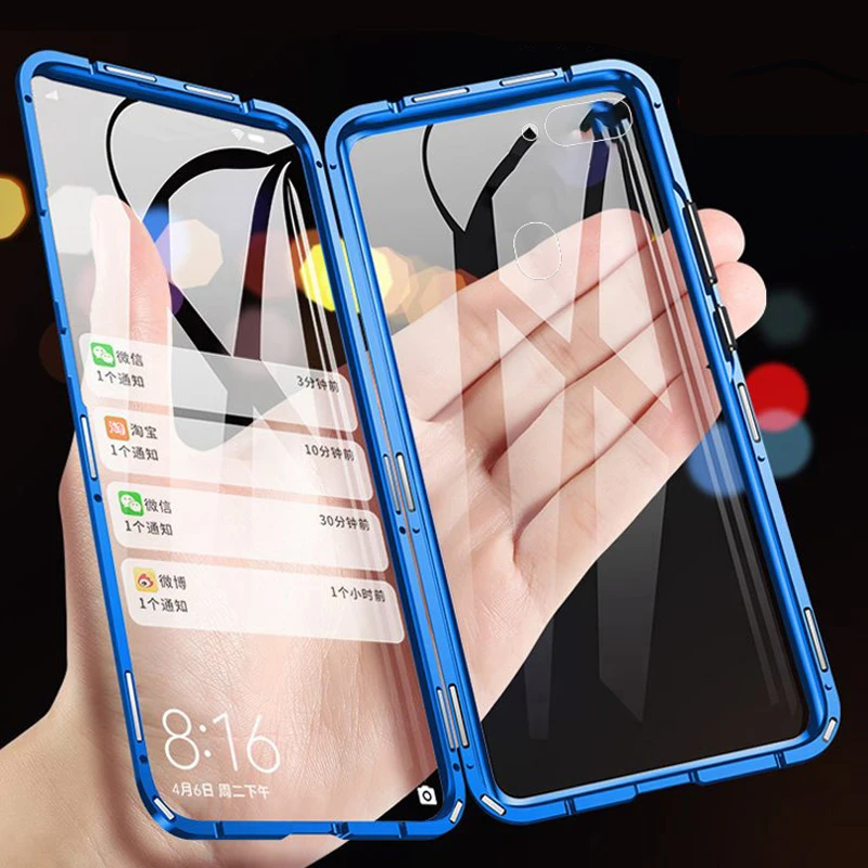 360 Metal Magnetic Case For Xiaomi Mi 11 Pro Mi 11 Lite Mi 11 Ultra Double Side Tempered Glass Front and Back Glass Cover