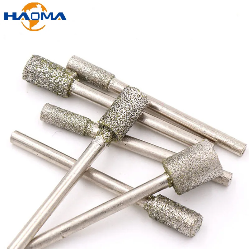 Diamond Burr Grinding Engraving Bit Haste para Dremel Rotary Escultura em Pedra de Jade Polimento 353 mm 05 Mm10 mm Pcs 10 Pcs