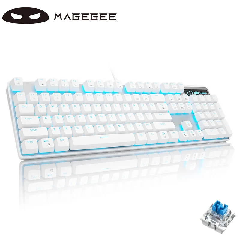 MageGee Mechanical Gaming Keyboard, Mechanical Storm 104 Keys White Backlit Keyboards, USB Wired Computer office keyboard