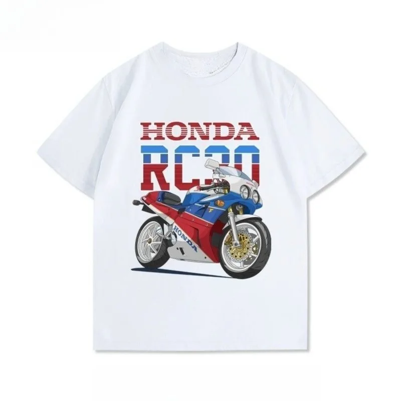 

Honda RC30 Retro Modified Knight Equipment 750R Motorcycle Printing Custom Men's Short-sleeved T-shirt Pure Cotton Summer