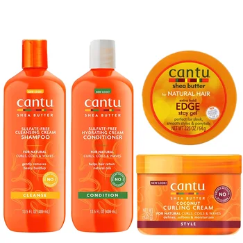 Cantu Edge 젤 샴푸 및 컨디셔너 코코넛 컬링 크림, 모이스처라이징 컬 액티베이터 크림, 시어 버터 포함, 내추럴 헤어 