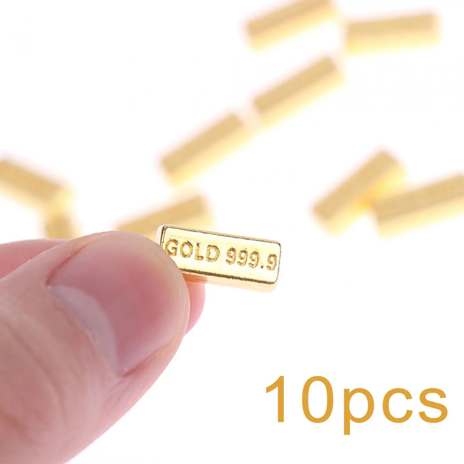 10 Pieces 1:12 Scale Golden Decor Model, Miniature Alloy Gold Bar Brick for Scene, Architectural