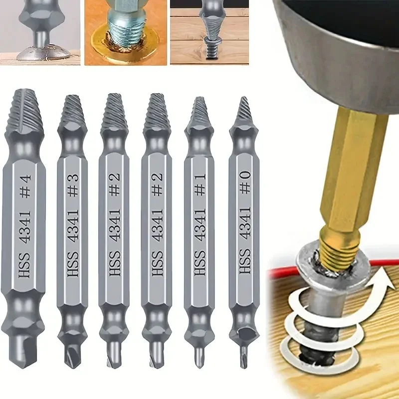 

Damaged Screw Extractor Broken Bolt Stripped Set Double Head Tool Easy Out Removal Disassemble Stud Slip Teeth Demolish Remover