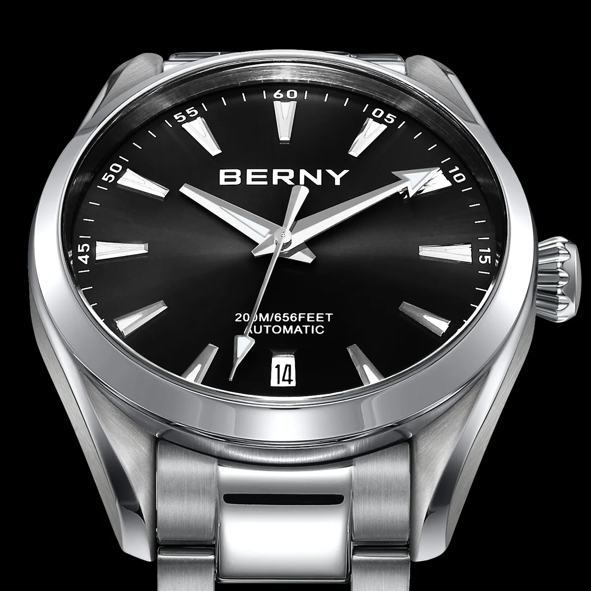 BERNY Men Mechanical Wristwatch Waterproof 20ATM Stainless Steel Mens Automatic Watch  Luxury Sapphire NH35 Automatic Watch Men