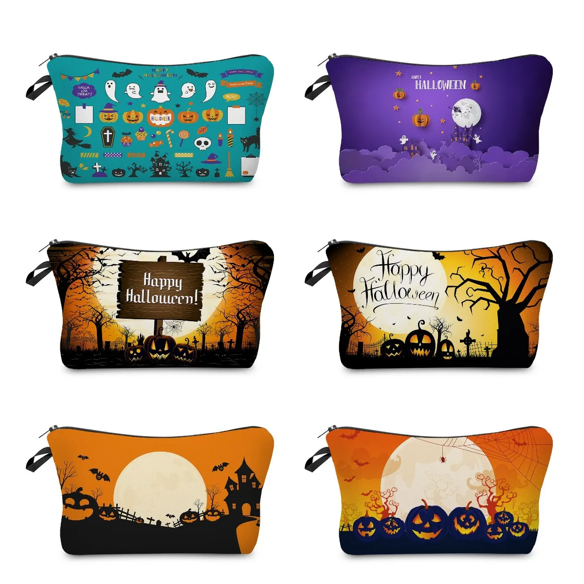 Halloween Pumpkin Print Women Cosmetic Bag Mini Makeup Bags Fashion Toiletry Kit Beach Travel Organizer