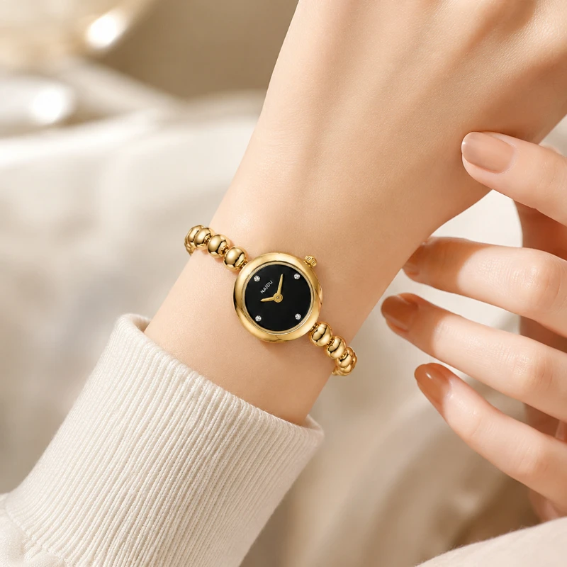 NAIDU Gold Watches for Women Fashion Luxury Crystal Dial Quartz Woman Watches Elegant Dress Ladies Watch Clock Gifts Reloj Mujer