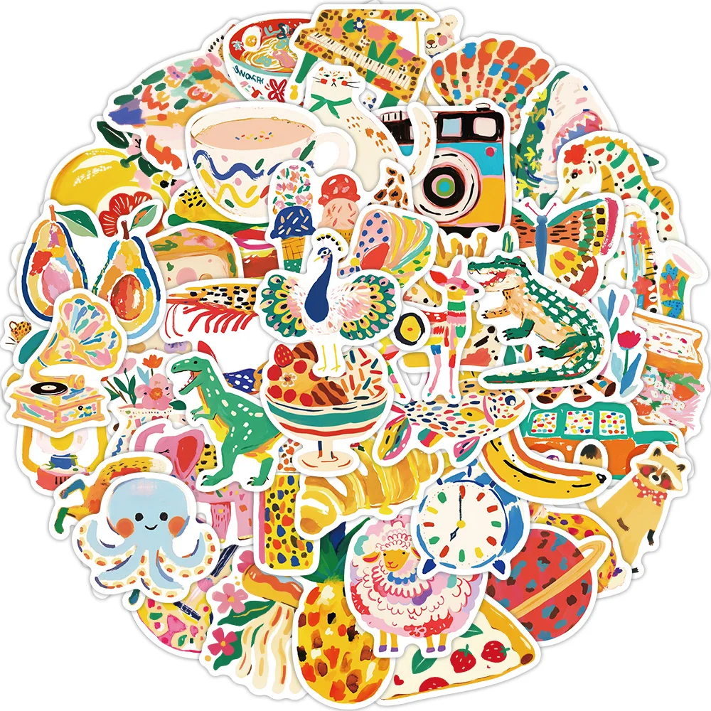 50개 만화 컬러 일러스트 그래피티 스티커 장식 기타 노트북 여행가방 전화 DIY 방수 스티커