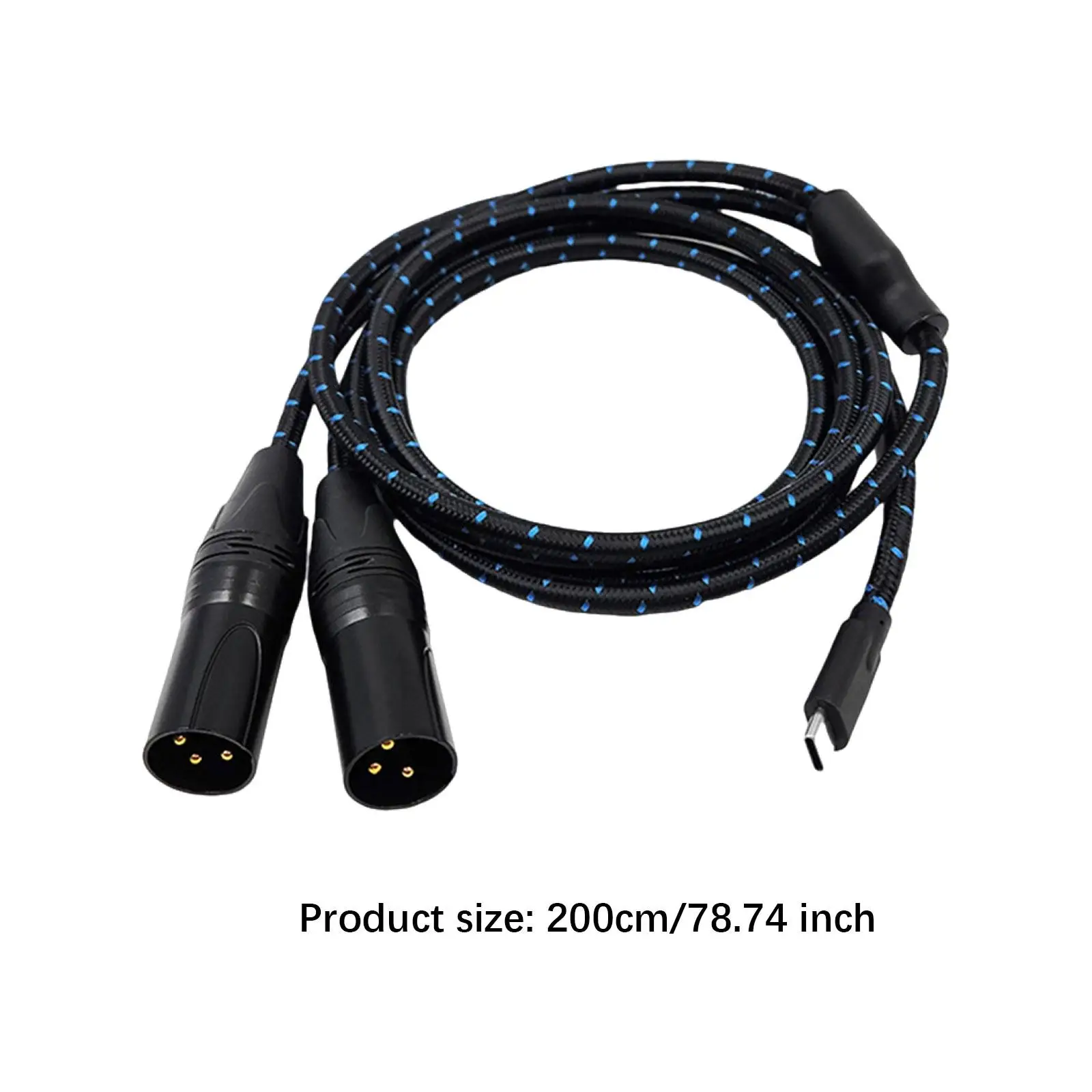 Cable macho tipo C a 2 XLR de 2 m/ 6,6 pies para conectar computadoras portátiles de teléfonos móviles