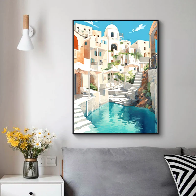 Kerry Vancouver Paris Santorini Kauai Amsterdam Bali Travel Poster Canvas Painting Prints Wall Art Picture for Living Room Decor