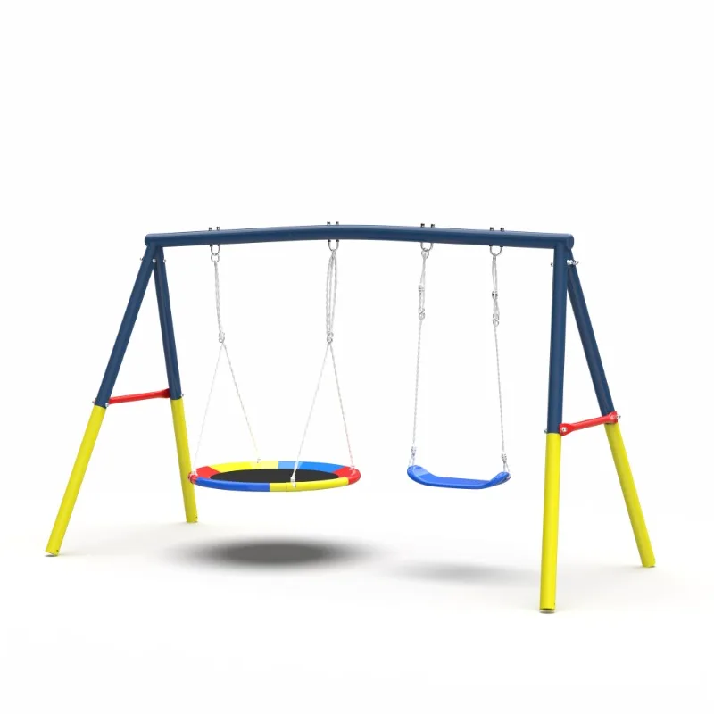 Schotelschommelset voor kinderen met stevig frame Buitenachtertuin Spinner Schommelspeelgoed voor kinderen Speeltuin Ronde schommel voor kinderen