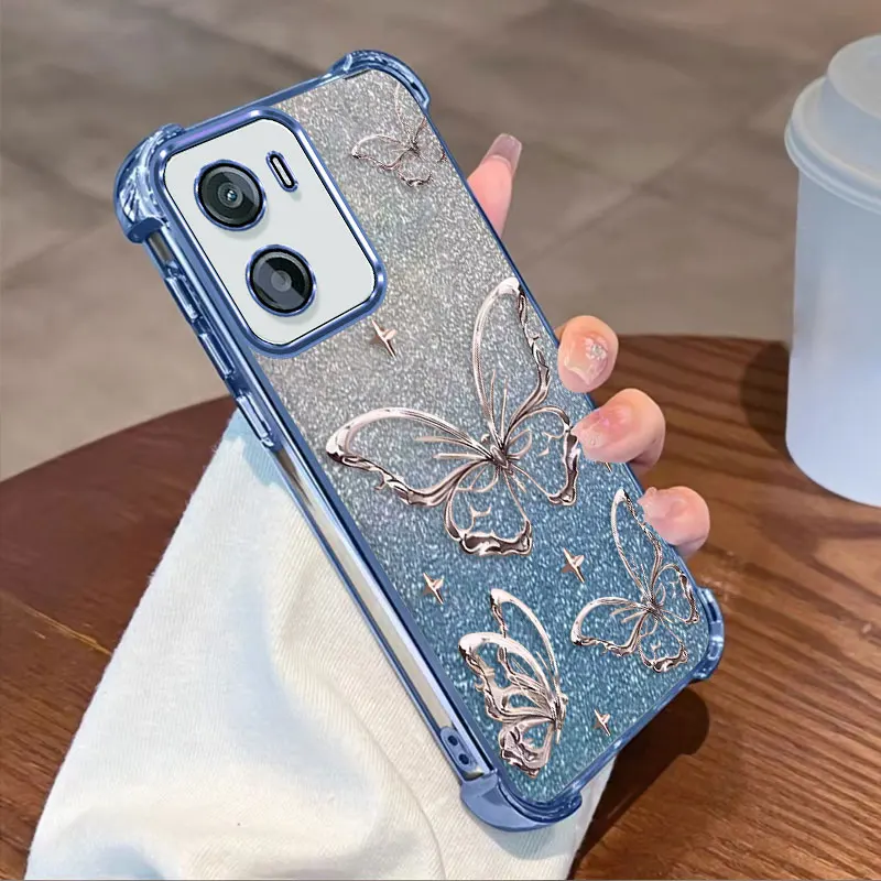 Glitter Plating Protective Cover For Motorola Moto G06 Power Case Flxebile TPU Four-corner Shockproof Butterfly Fundas view 5