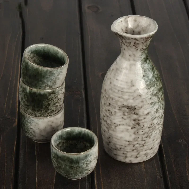

Ceramic Flagon Sake Set, Japanese Vintage Sake Cup Set, Portable Gin Cups, Small Brandy Liquor Cups, Creative Drinkware Gifts
