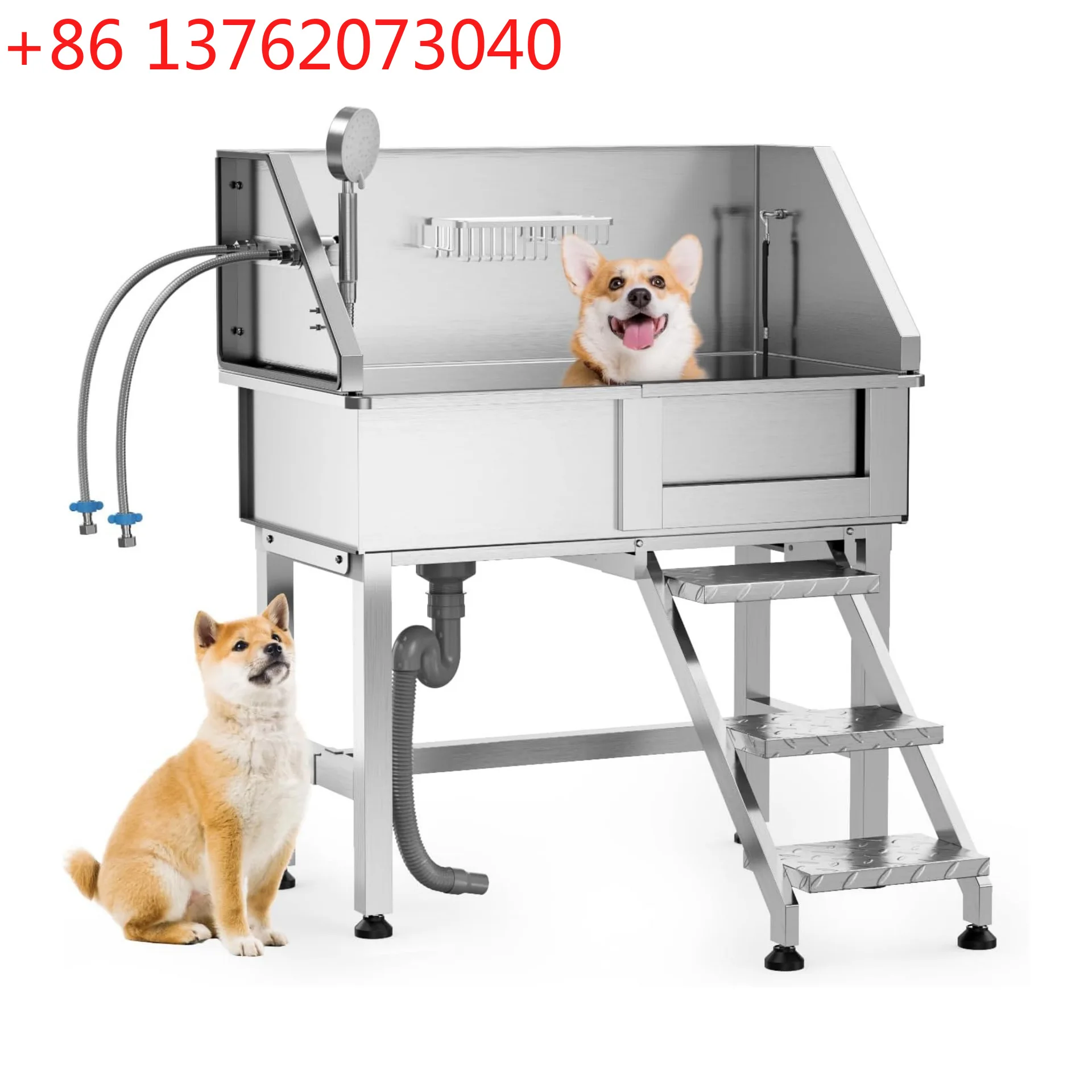 

34-Inch pet bath Stainless steel small dog bath tub Right door with stairs