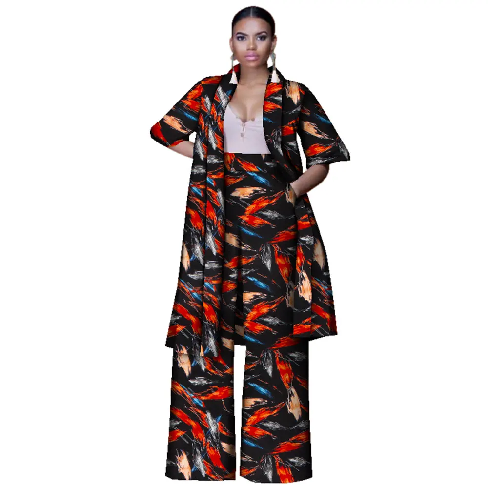 أزياء النساء الدعاوى 2 قطع مجموعة الأفريقية طباعة بلوزات وسراويل طويلة النساء بازان الثراء السراويل مجموعات الملابس الأوروبية الأفريقية WY3143 #4