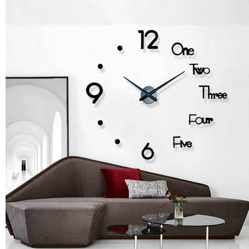 

Creative Art Clock Large Silent Modern DIY Self Adhesive Living Room Bedroom Digital Clock Home Wall Decoration Clock Digital