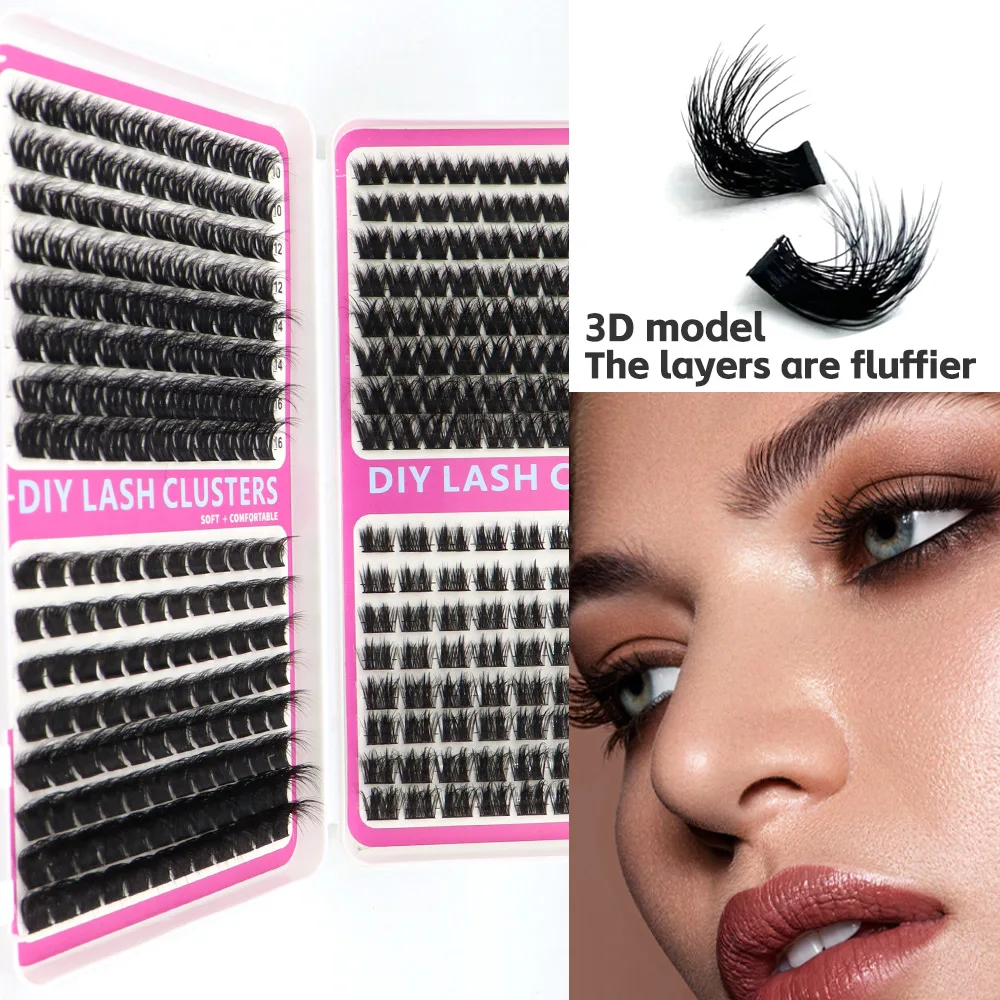 40D/60D/80D/100D grote wimpermix, zwarte stem eyeliner make-up tool, 624PCS/360PCS, wimperverlenging, getufte valse wimpers, D
