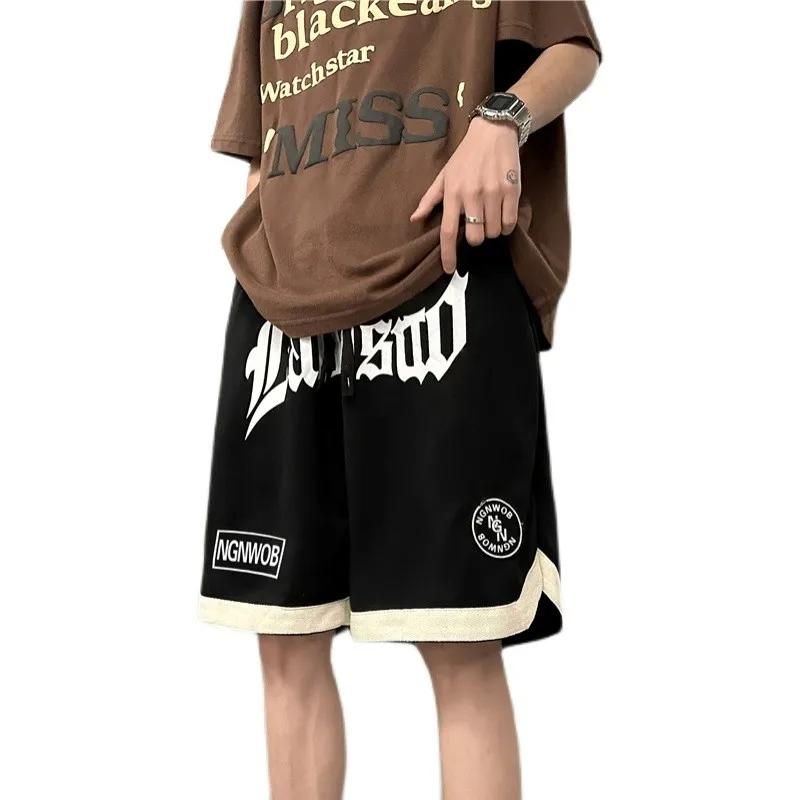 

2024 New Summer Men's Casual Four-Quarter ort orts American Loose Versatile Five-Quarter Pants High Street Cool Baskeal...