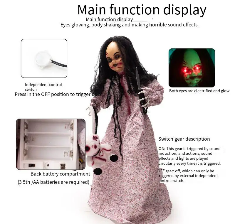 For Take the bear girl ornament, the haunted house secret room, electric luminous, with sound and horror atmosphere ornament.