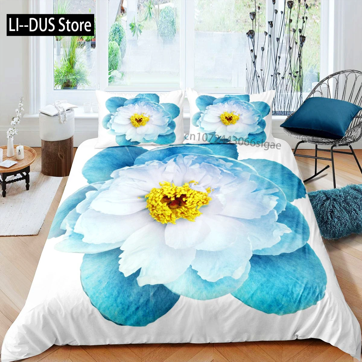 

Lotus Duvet Cover Set, Sun Pattern Mandala Culture Print,Decorative 3 Piece Bedding Set with 2 Pillow Shams,King Queen Full Size