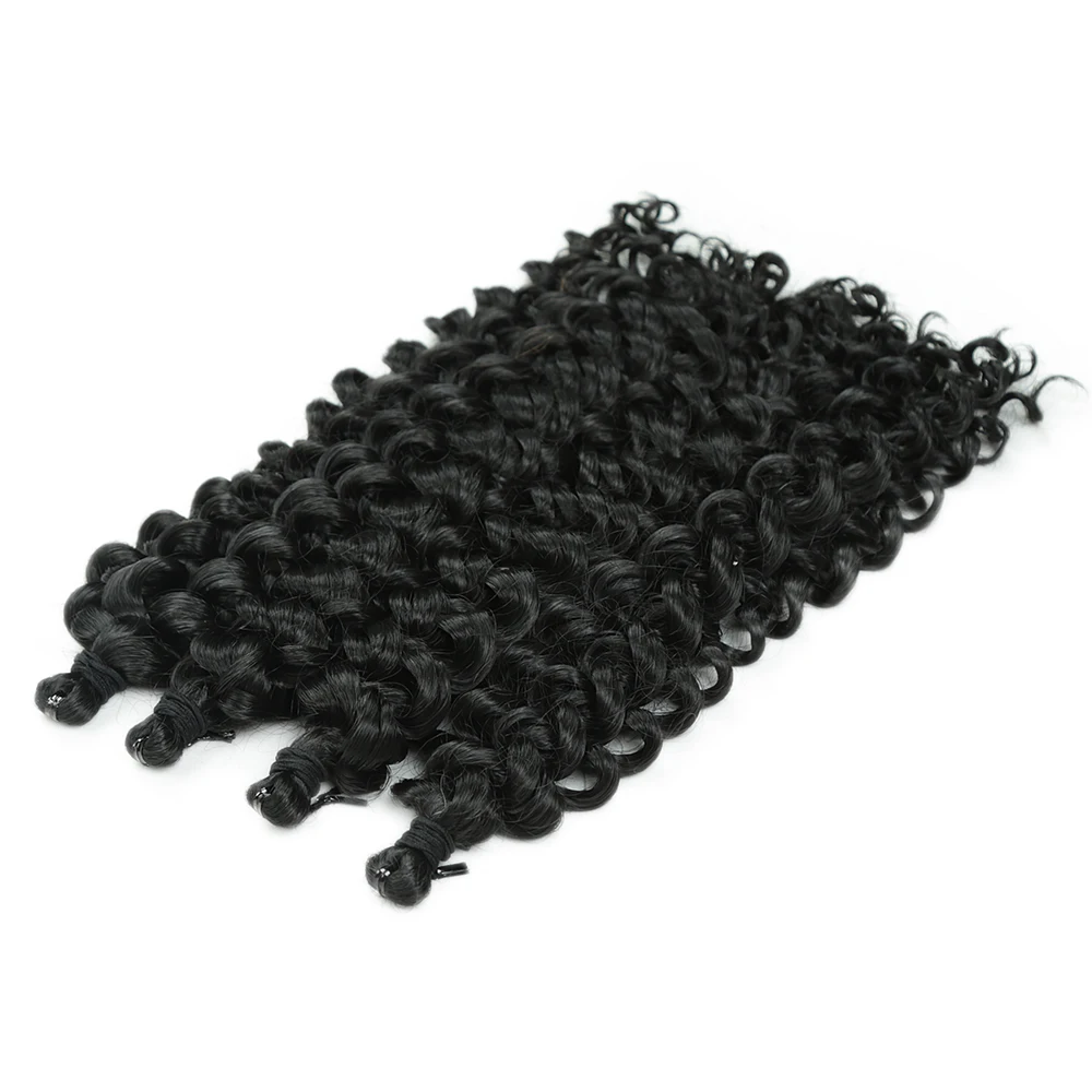 Deep Wave Twist Synthetic Braiding Hair Extensions Pre-Feathered Boho Box Braids for Goddess Water Wave Crochet Hair