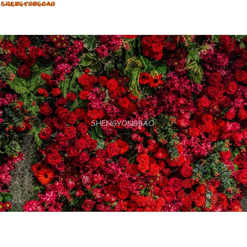 SHENGYONGBAO Wedding Photo Wall Background Rose Flower Birthday Party Portrait Photography Backdrop For Photo Studio HKW-6
