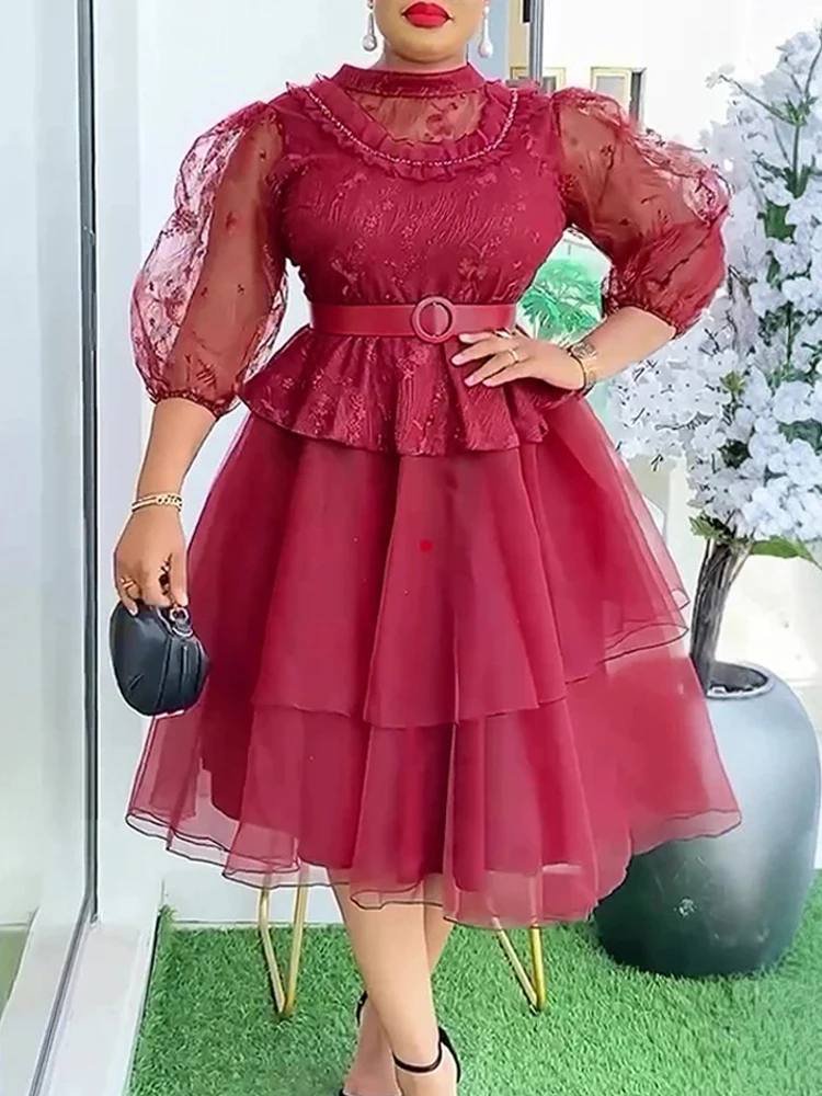 

Африканские платья для женщин, роскошные кружевные макси-халаты, африканская одежда 2025 года, вечернее платье для свадебной вечеринки, выпускного вечера, платье Анкара Дашики, кафтан