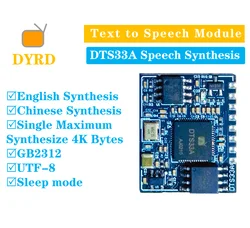 DTS33A Speech Synthesis Module, Converter texto em fala, TTS, Voice Broadcast, Pronúncia humana