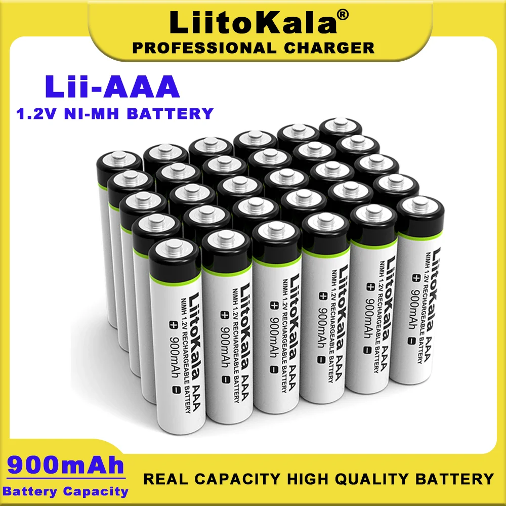 1-60PCS LiitoKala Original AAA NiMH 1.2V Rechargeable Battery 900mAh For Flashlight, Toys