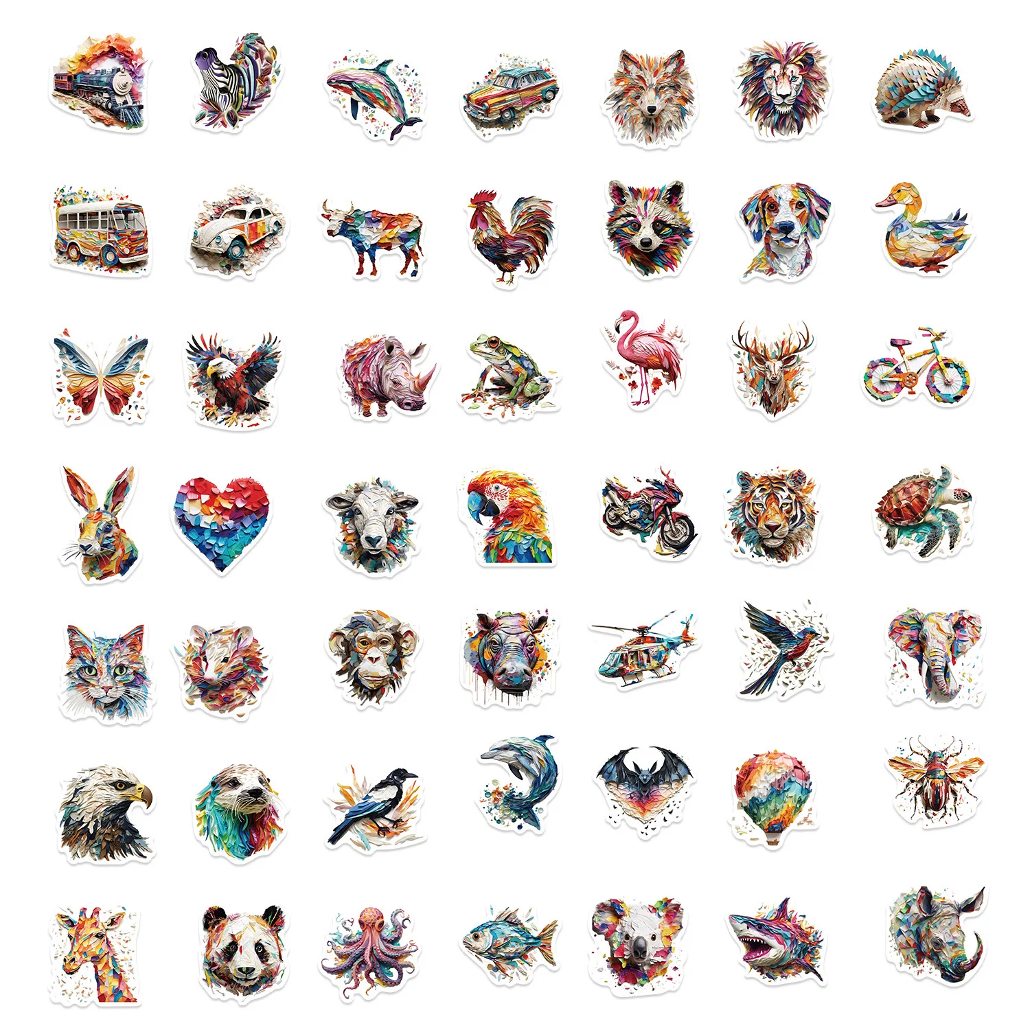 10/50PCS Color Psychedelic Animals Art Stickers Aesthetic Decals DIY Skateboard Luggage Phone Guitar Laptop Classic Toy Sticker