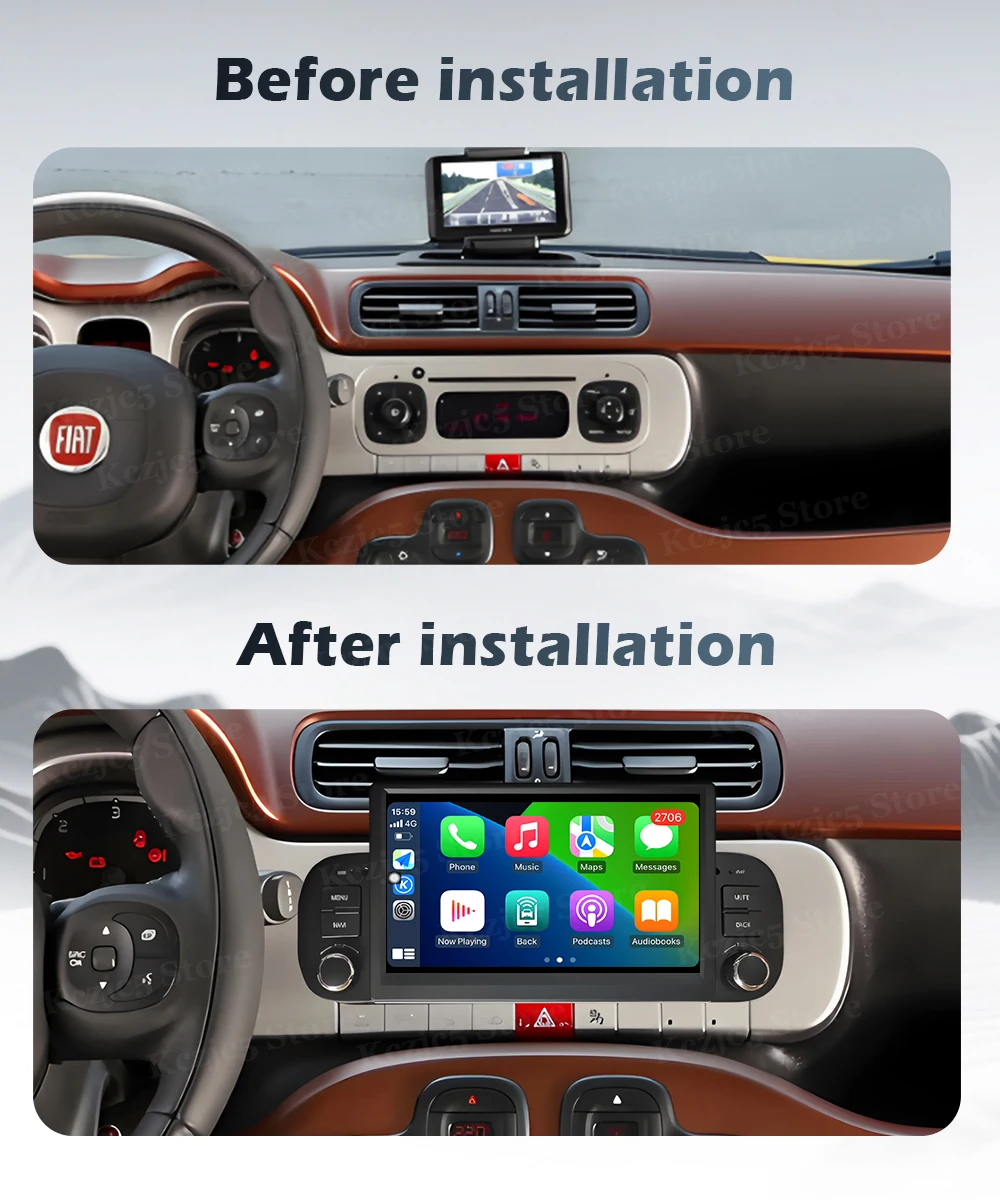 Car Radio Multimedia Android 16 For Fiat Panda 2013-2020 Carplay Video Player Android Auto 4G WIFI GPS Navigation BT DSP Stereo - view 2