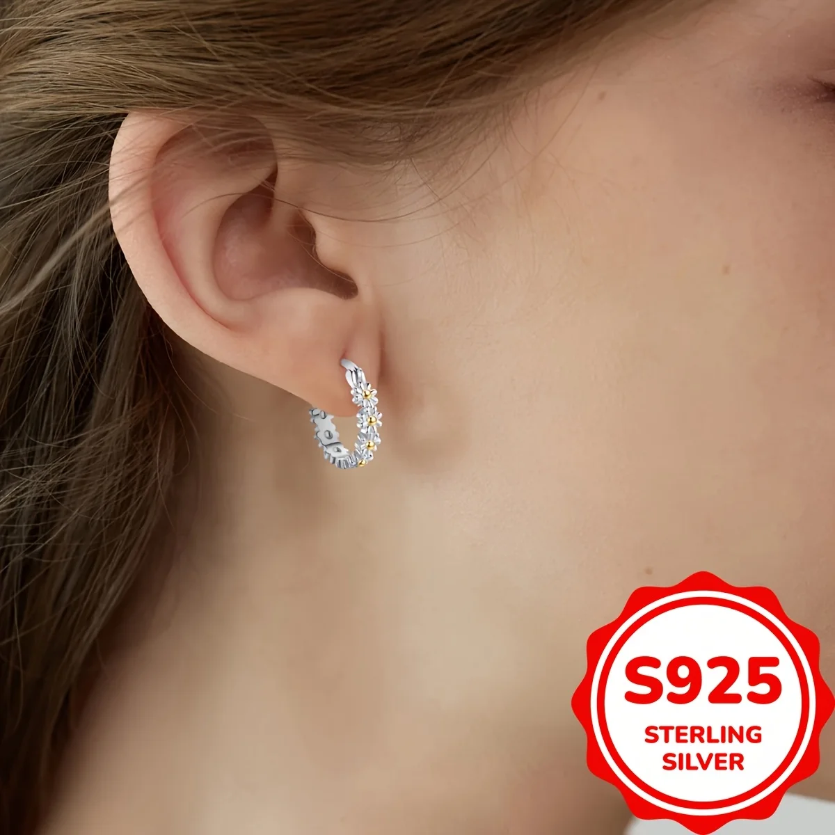 

Женские серьги с ромашками из стерлингового серебра 925 пробы, элегантные повседневные украшения, подарок на день рождения, День святого Валентина, Рождественский подарок (1,6 г)