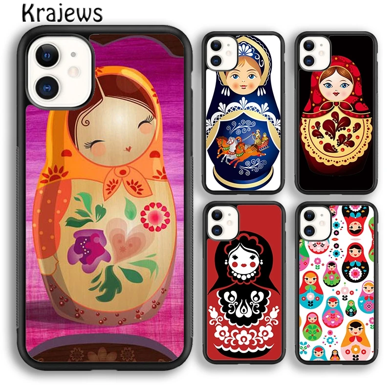 Krajews Babushka Matryoshka Red Russian Doll Phone Case For iPhone 16 15 SE2020 14 6 7 8 plus 11 12 13 pro max coque Fundas