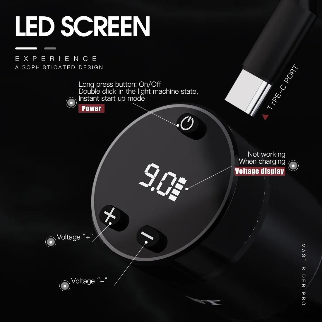 ماست رايدر برو اللاسلكية الروتاري ماكينة رسم الوشم التجميلي فرش السيارات شاشة LED عرض بطارية القلم تجميل دائم لفن الوشم