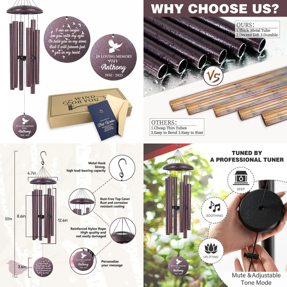 

astarin customized wind chimes for loss of loved one, memorial gifts for loss of mom/dad, bereavement gifts for loss of father,