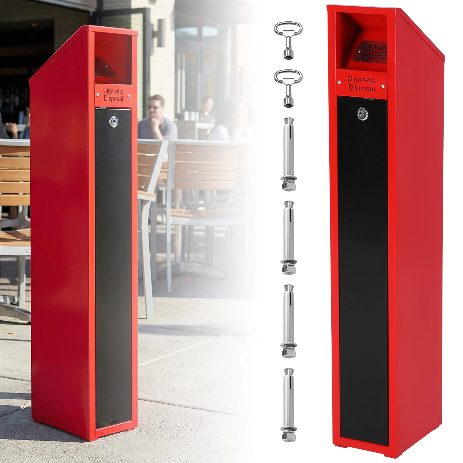 

Commercial Cigarette Butt Disposal Receptacle Lockable Lid Cigarette Butt Receptacle for Public Areas Pubs Clubs Restaurants