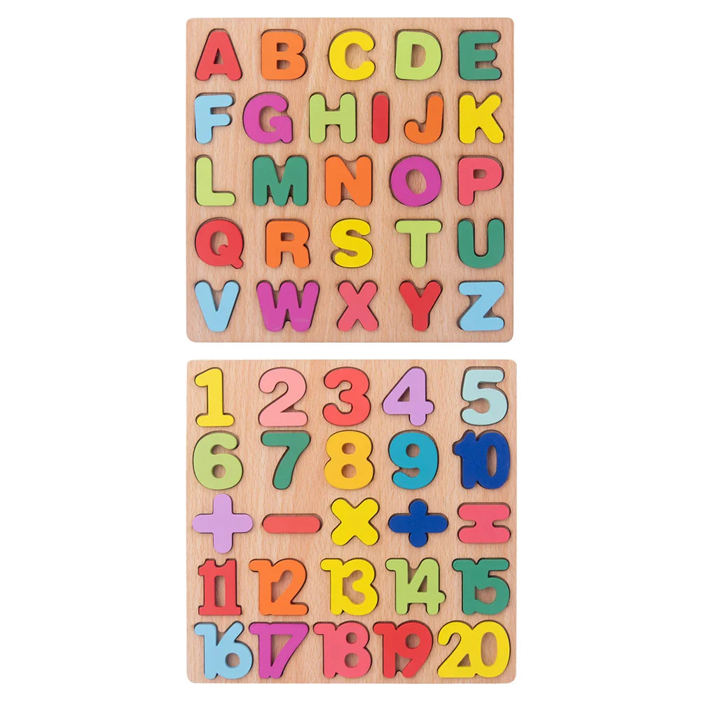 2-sets puzzel Educatieve kinderpuzzels ABC-bord Houten alfabet leerblokken