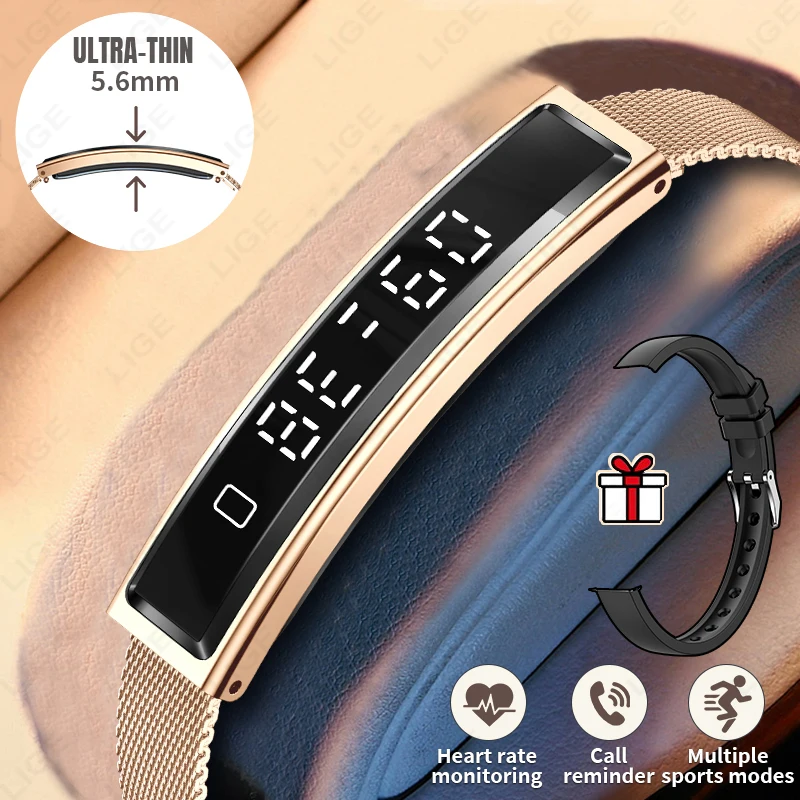 LIGE Health Smart Bracelet Men Women Fitness Sport Band Stress Test HRV Monitor Waterproof Pedometer Smart Watch for Android iOS