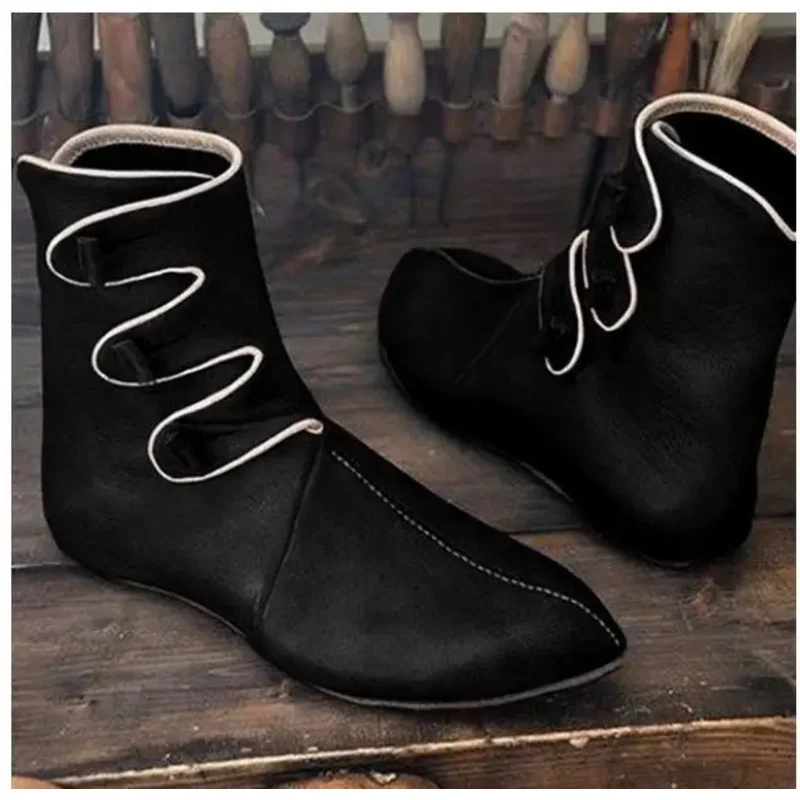 Cosplay vichingo medievale Stivali in pelle PU Pirata Paladino Cavaliere Principe Costume di Halloween per uomo Scarpe Fancy Party Prop